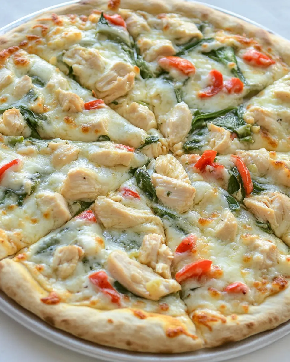 Easy White Garlic Chicken and Vegetable Pizza picture