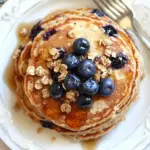 Homemade Whole Wheat Blueberry Granola Pancakes photo