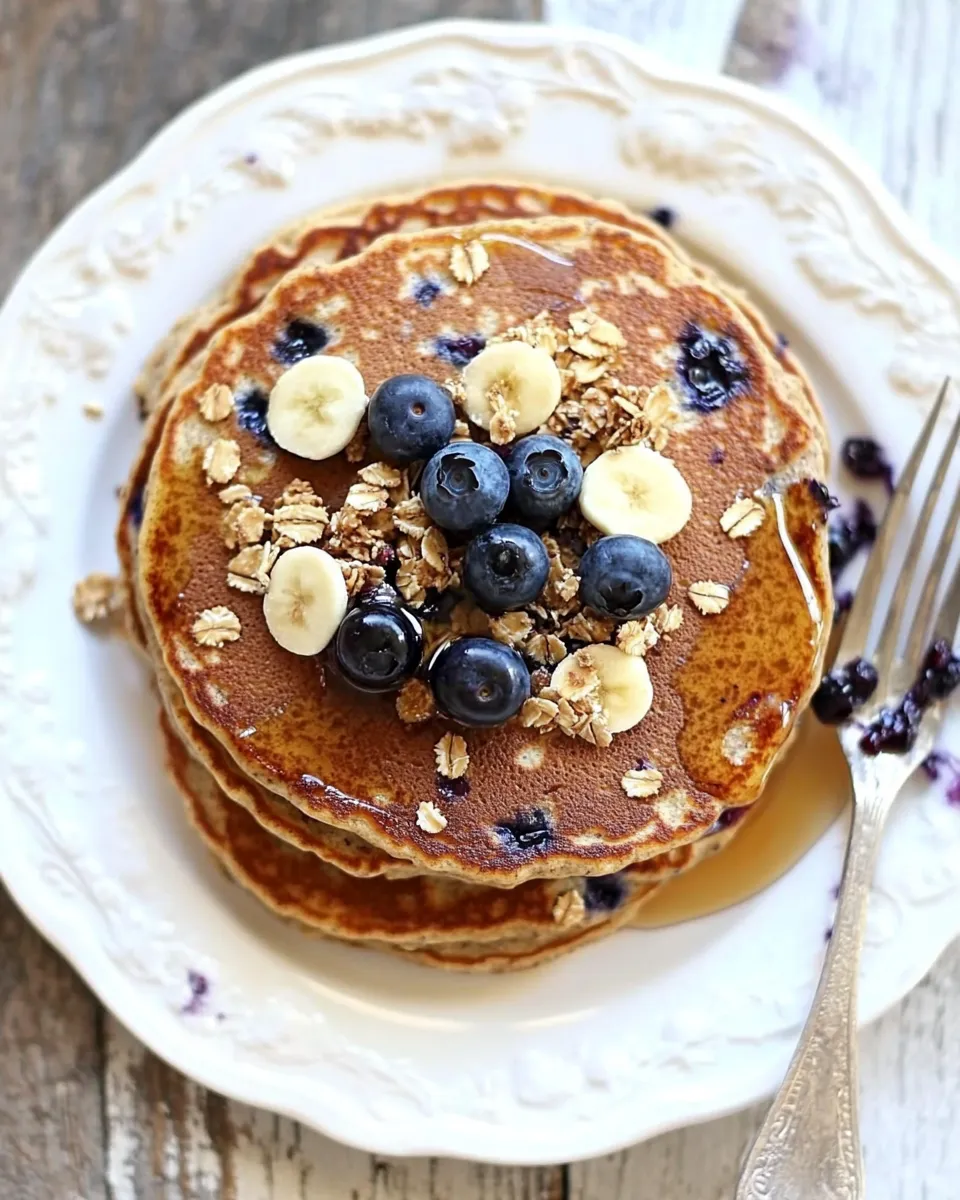 Delicious Whole Wheat Blueberry Granola Pancakes shot