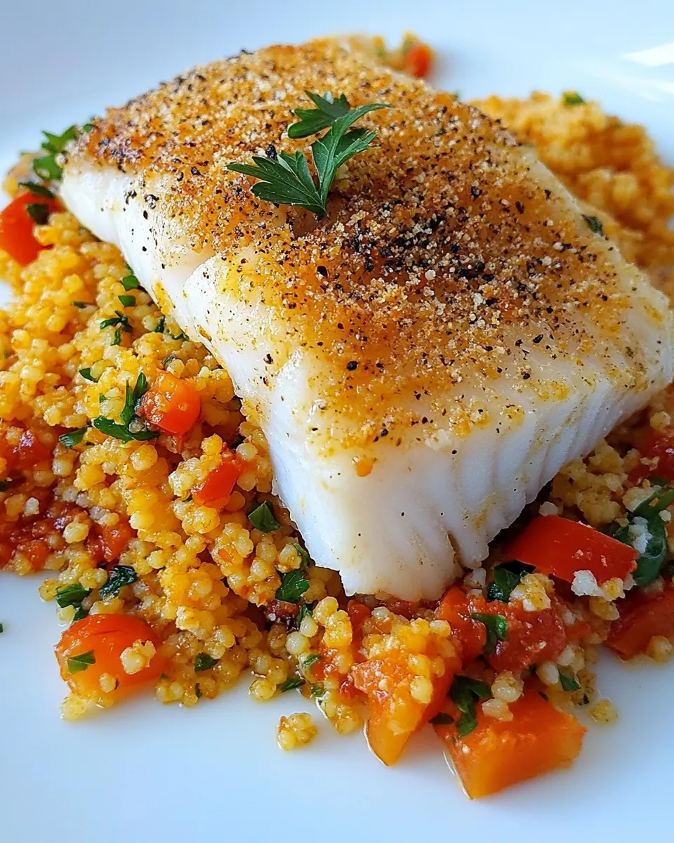 Homemade Wild Caught Cod with Moroccan Couscous photo