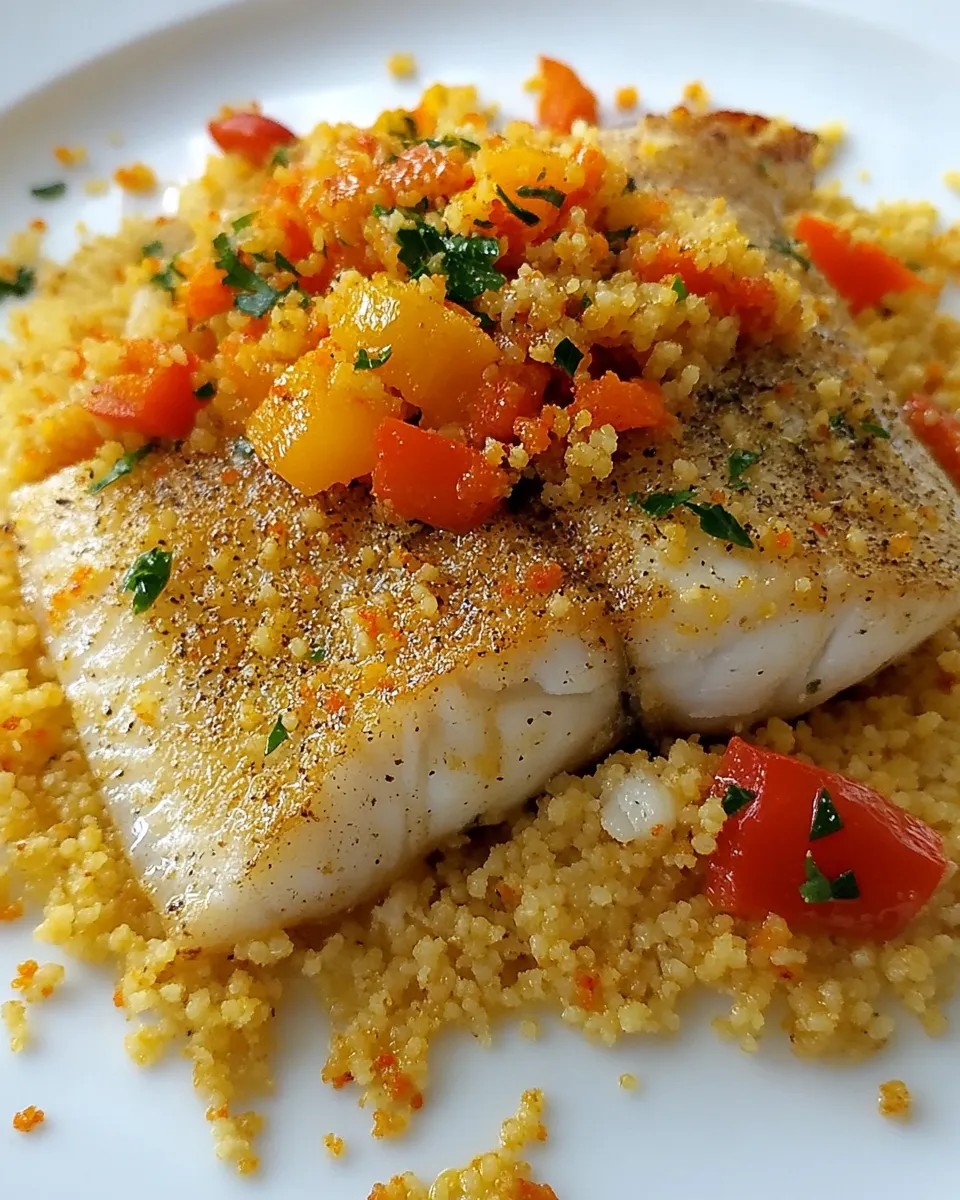 Delicious Wild Caught Cod with Moroccan Couscous shot