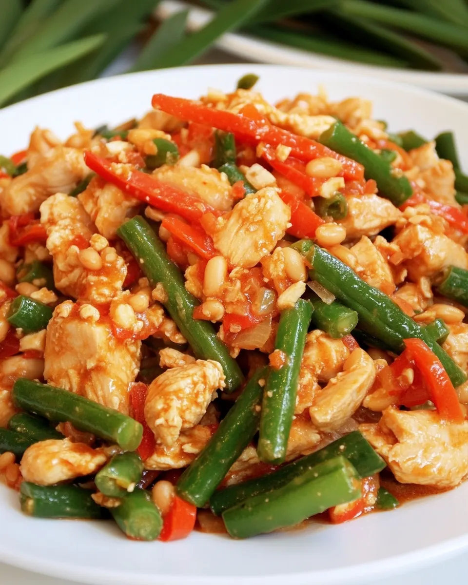 Delicious Yam Tua Poo (Thai Chicken and Bean Salad) shot