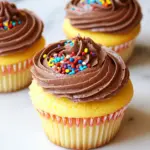 Homemade Yellow Cupcakes with Nutella Buttercream Frosting photo