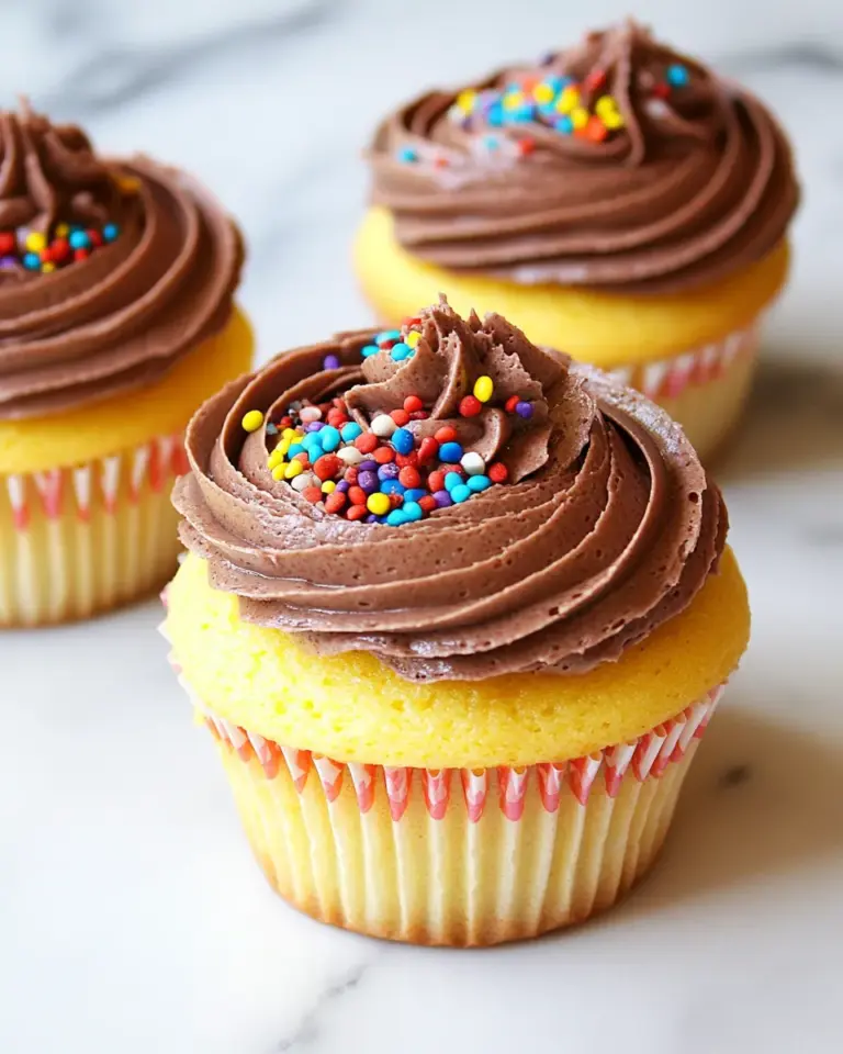 Homemade Yellow Cupcakes with Nutella Buttercream Frosting photo